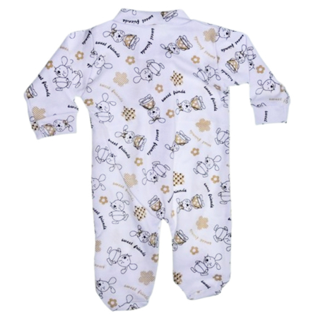 Salopeta din bumbac, cu maneca lunga, imprimeu cu iepurasi, pentru nou-nascut, Mini Junior S1711A-48, Alb [2]
