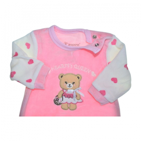 Salopeta din catifea, cu maneca lunga, pentru fete, Mini Junior 1099R2, Roz [2]