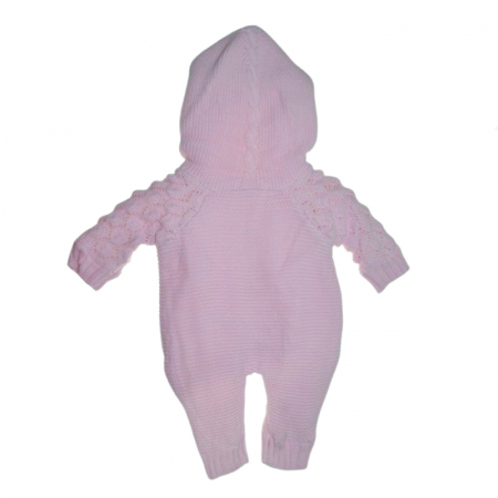 Salopeta din tricot imblanita cu gluga pentru fete Mini Junior SMJ-205, Roz [1]