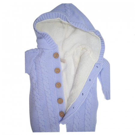 Salopeta din tricot imblanita cu gluga pentru baieti Mini Junior SMJ-206, Albastru [2]