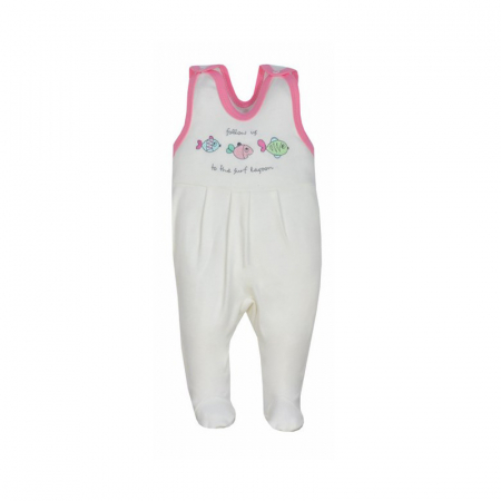 Salopete bebelusi fete - Salopeta fara maneci pentru fete KOALA Rybka B01-010C-74-cm, Crem