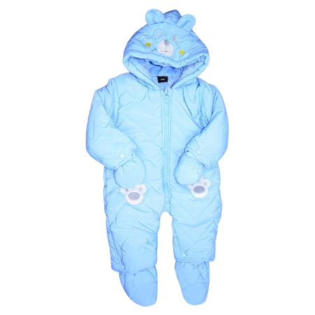 Salopete bebelusi baieti - Salopeta imblanita, de iarna, cu botosei si manusi detasabile, pentru baieti, Happy House FOFO-209A-80, Albastru