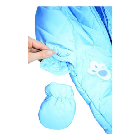 Salopeta imblanita, de iarna, cu botosei si manusi detasabile, pentru baieti, Happy House FOFO-209A-80, Albastru [6]