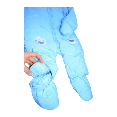 Salopeta imblanita, de iarna, cu botosei si manusi detasabile, pentru baieti, Happy House FOFO-209A-80, Albastru [3]