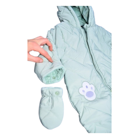 Salopeta imblanita, de iarna, cu botosei si manusi detasabile, pentru copii, Happy House FOFO-209V-80, Verde [6]