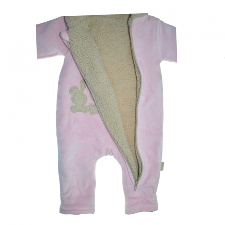 Salopeta pufoasa cu gluga pentru bebelusi Mini Junior SLP-006212R, Roz [2]