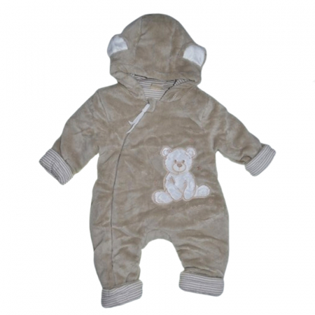Salopete bebelusi baieti - Salopeta pufoasa cu gluga pentru bebelusi Mini Junior SMJ-210, Maro