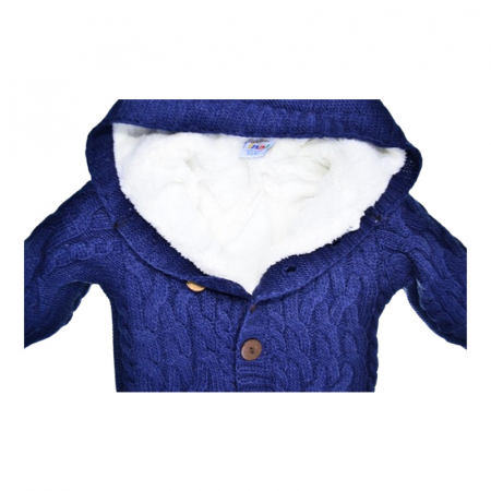 Salopeta pufoasa, cu maneca lunga si gluga, pentru baieti, Mini Junior SLP209B-56-62, Bleumarin [1]