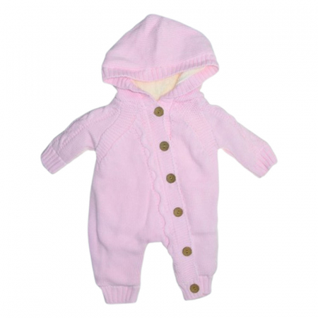 Salopete bebelusi fete - Salopeta pufoasa, cu maneca lunga si gluga, pentru fete, Mini Junior SLP209R, Roz