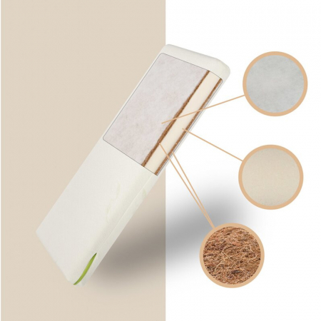 Saltea cocos-spuma-luxe, cu husa detasabila din tesatura Aloe Vera, antialergica, 90x40x8 cm 523696 Sensillo, Alb [3]
