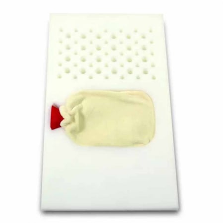 Set 3 piese saltea care calmeaza simptomele colicilor cu o sticla de apa fierbinte si baveta 38 x 26 cm BabyMatex 030199, Alb [7]