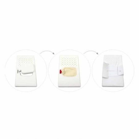 Set 3 piese saltea care calmeaza simptomele colicilor cu o sticla de apa fierbinte si baveta 38 x 26 cm BabyMatex 030199, Alb [5]