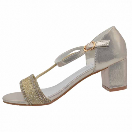 Sandale cu toc fete - Sandale cu toc pentru fete MRS M1033, Auriu