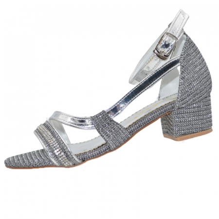 Sandale cu toc fete - Sandale cu toc pentru fete Mini Junior 270423AR, Argintiu