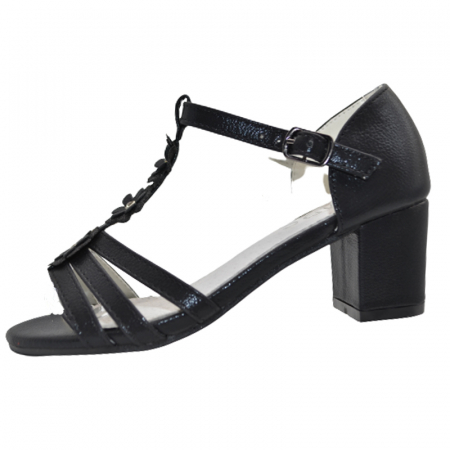 Sandale cu toc fete - Sandale cu toc pentru fete MRS M1036N, Negru