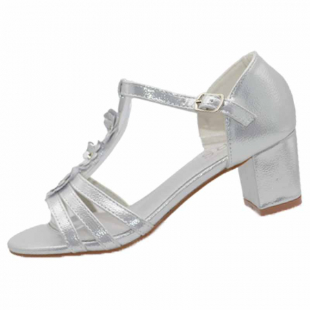 Sandale cu toc fete - Sandale cu toc pentru fete MRS M1036-A, Argintiu