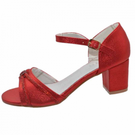 Sandale cu toc fete - Sandale cu toc pentru fete MRS M1037, Rosu