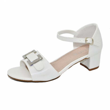 Sandale cu toc fete - Sandale cu toc pentru fete MRS M1052, Alb