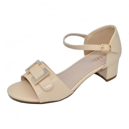 Sandale cu toc fete - Sandale cu toc pentru fete MRS M1052B, Bej