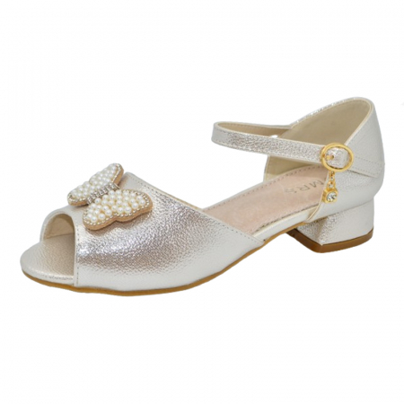 Sandale cu toc fete - Sandale cu toc pentru fete MRS M1061, Bej