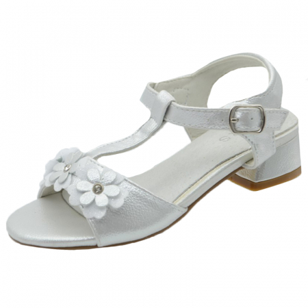 Sandale cu toc fete - Sandale cu toc pentru fete MRS R2021-25, Argintiu