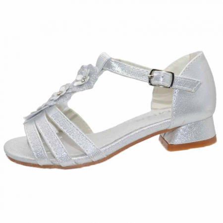 Sandale cu toc fete - Sandale cu toc pentru fete MRS R1030-A, Argintiu