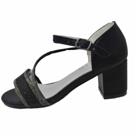 Sandale cu toc fete - Sandale cu toc pentru fete MRS R1033-N, Negru