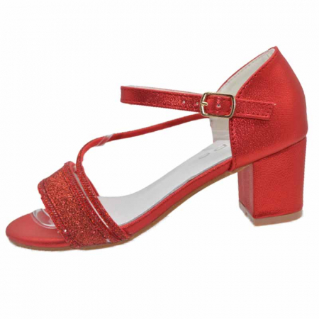 Sandale cu toc fete - Sandale cu toc pentru fete MRS M1033-RS, Rosu
