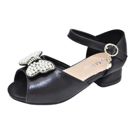 Sandale cu toc fete - Sandale cu toc pentru fete MRS R1061N, Negru