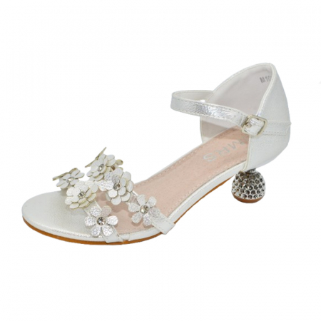 Sandale cu toc fete - Sandale cu toc pentru fete MRS R1073, Alb