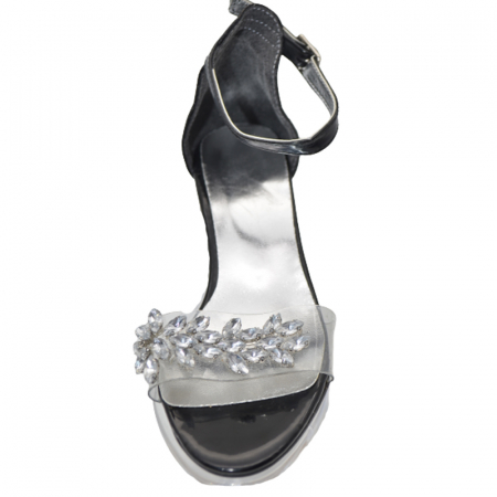 Sandale cu toc transparent pentru fete Mini Junior 270423N, Negru [1]