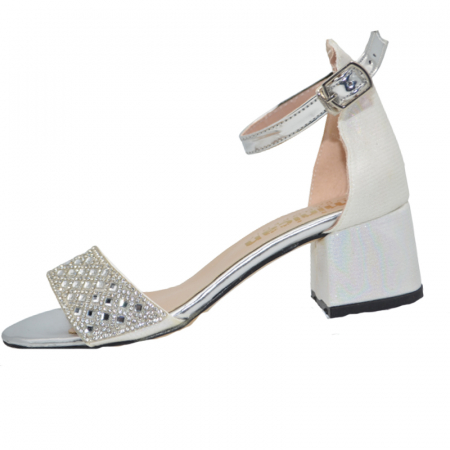 Sandale cu toc fete - Sandale cu toc pentru fete Mini Junior 270423A, Alb