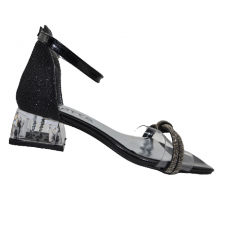 Sandale cu toc transparent pentru fete Mini Junior BB8392N, Negru [2]