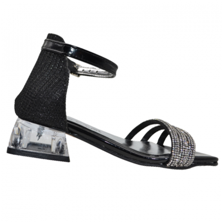 Sandale cu toc transparent pentru fete Mini Junior BBB2901N, Negru [2]