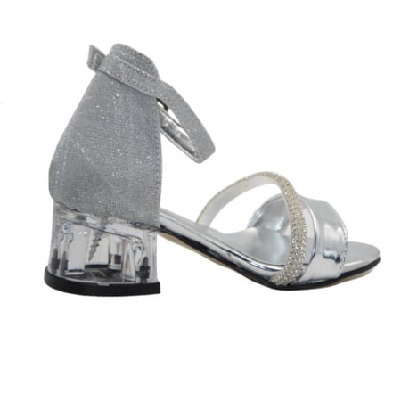 Sandale cu toc transparent pentru fete Small Foot SMLFS-14, Argintiu [3]