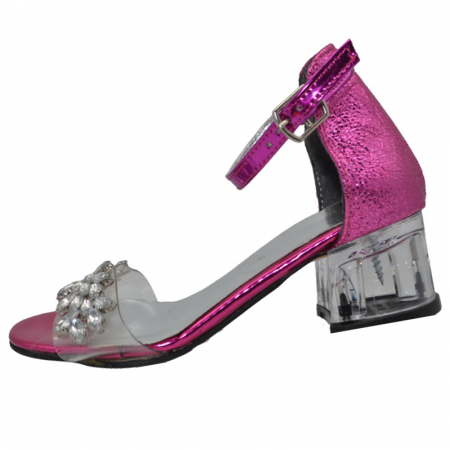 Sandale cu toc fete - Sandale cu toc transparent pentru fete Mini Junior 2704231F, Fucsia