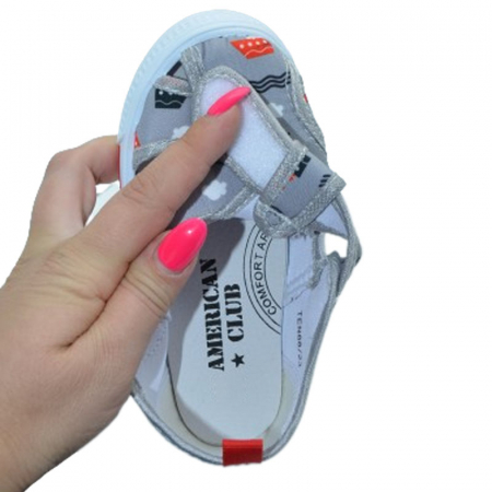 Sandale din panza pentru baieti American Club TEN88/23, Gri [3]