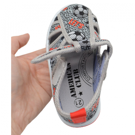 Sandale din panza pentru baieti American Club TEN50/22G, Gri [3]