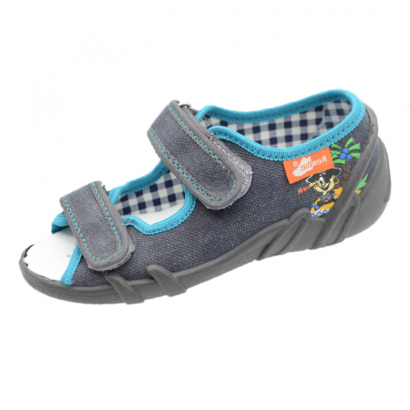 Sandale din panza baieti - Sandale din panza pentru baieti Renbut 0113-G-30, Gri