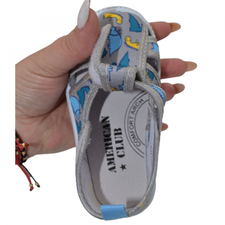 Sandale din panza pentru baieti American Club TEN106/23G, Gri [4]