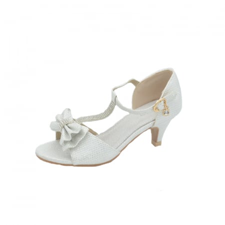 Sandale cu toc fete - Sandale cu toc pentru fete MRS M1303-33, Argintiu