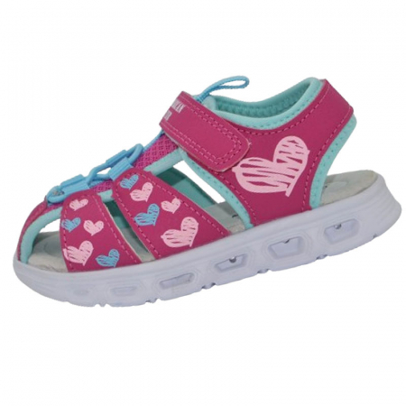 Sandale fete - Sandale ortopedice cu led pentru fete American Club RL113/23-F, Fucsia