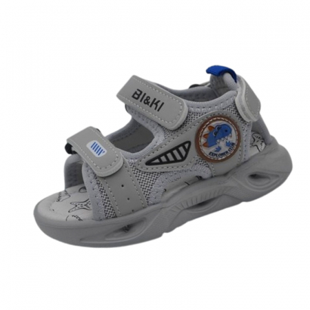 Incaltaminte baieti - Sandale ortopedice, cu leduri, pentru baieti, Bi&Ki A-B11540-B, Gri