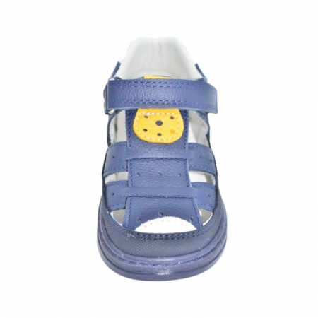 Sandale ortopedice din piele, cu talpa flexibila, pentru baieti Small Foot, SB1908A4, Albastru inchis [1]