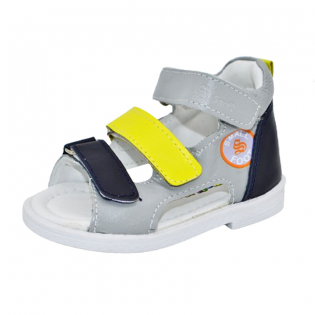 Sandale băieți - Sandale ortopedice din piele pentru baieti Small Foot PBSF-07, Gri