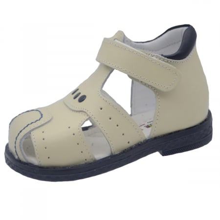 Sandale băieți - Sandale ortopedice din piele pentru baieti Small Foot SMFT9B-19, Bej