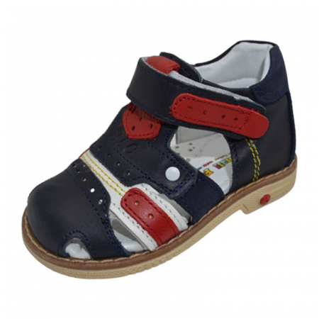 Sandale băieți - Sandale ortopedice din piele pentru baieti Small Foot SSMF2606BL, Bleumarin