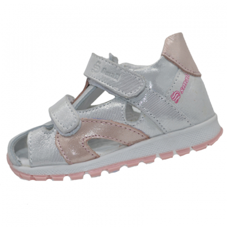 Sandale fete - Sandale ortopedice din piele pentru fete Small Foot SSMF2607AR-19, Argintiu