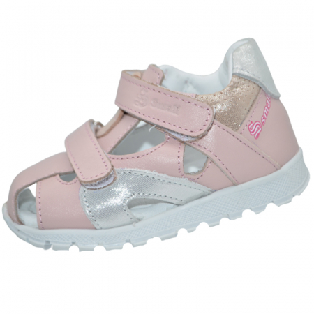Sandale fete - Sandale ortopedice din piele pentru fete Small Foot SSMF2607R-19, Roz