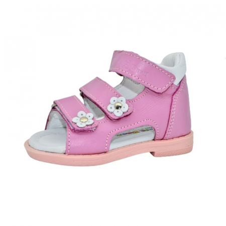 Sandale fete - Sandale ortopedice din piele pentru fete Small Foot PFSF-09, Roz